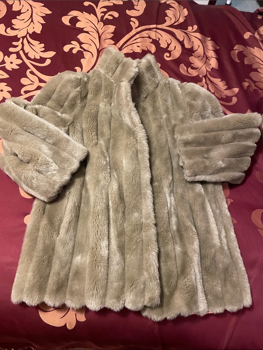 Faux Fur Taupe Women's Coat - Elegant Winter Jacket, vintage